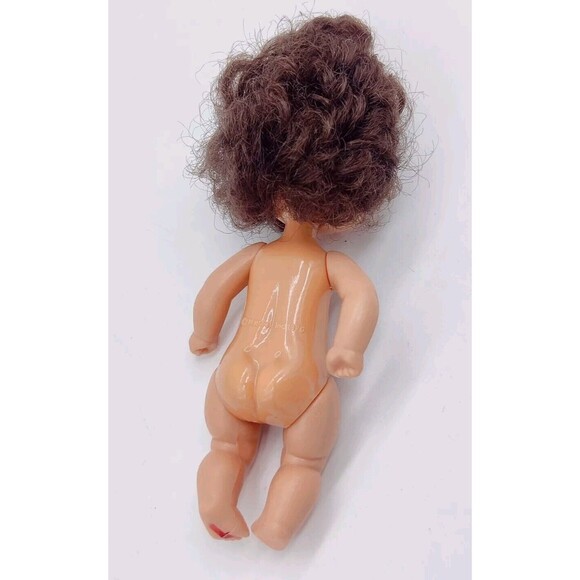 Vintage 1976 Vintage Heart Family Baby Toddler Doll? Mattel Brown Wavy Hair 4.5" - Picture 8 of 15